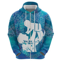 Turquoise Polynesia Father's Day Hoodie Dad You Are My Hero