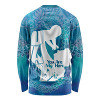 Turquoise Polynesia Father's Day Long Sleeve Shirt Dad You Are My Hero