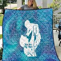 Turquoise Polynesia Father's Day Quilt Dad You Are My Hero