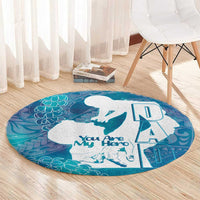 Turquoise Polynesia Father's Day Round Carpet Dad You Are My Hero
