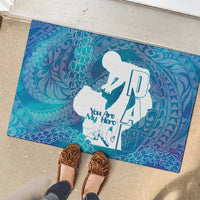 Turquoise Polynesia Father's Day Rubber Doormat Dad You Are My Hero