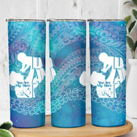 Turquoise Polynesia Father's Day Skinny Tumbler Dad You Are My Hero