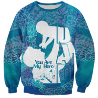 Turquoise Polynesia Father's Day Sweatshirt Dad You Are My Hero