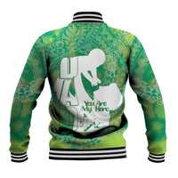 Green Polynesia Father's Day Baseball Jacket Dad You Are My Hero