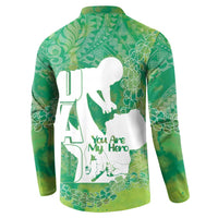 Green Polynesia Father's Day Button Sweatshirt Dad You Are My Hero