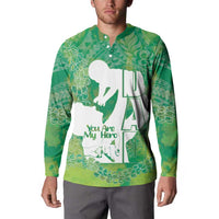 Green Polynesia Father's Day Button Sweatshirt Dad You Are My Hero