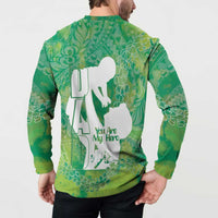 Green Polynesia Father's Day Button Sweatshirt Dad You Are My Hero