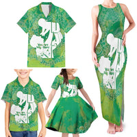 Green Polynesia Father's Day Family Matching Tank Maxi Dress and Hawaiian Shirt Dad You Are My Hero