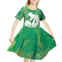 Green Polynesia Father's Day Kid Short Sleeve Dress Dad You Are My Hero