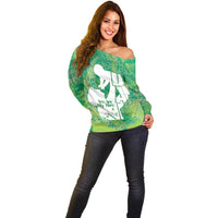 Green Polynesia Father's Day Off Shoulder Sweater Dad You Are My Hero