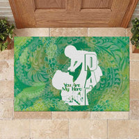 Green Polynesia Father's Day Rubber Doormat Dad You Are My Hero