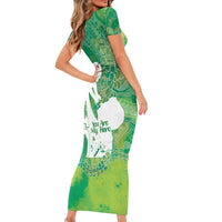 Green Polynesia Father's Day Short Sleeve Bodycon Dress Dad You Are My Hero