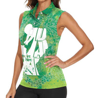 Green Polynesia Father's Day Women Sleeveless Polo Shirt Dad You Are My Hero