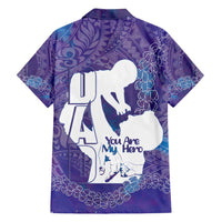 Purple Polynesia Father's Day Family Matching Long Sleeve Bodycon Dress and Hawaiian Shirt Dad You Are My Hero