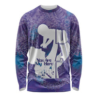 Purple Polynesia Father's Day Long Sleeve Shirt Dad You Are My Hero