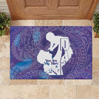 Purple Polynesia Father's Day Rubber Doormat Dad You Are My Hero