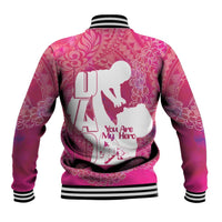 Pink Polynesia Father's Day Baseball Jacket Dad You Are My Hero