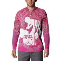 Pink Polynesia Father's Day Button Sweatshirt Dad You Are My Hero