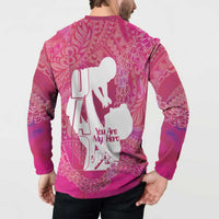 Pink Polynesia Father's Day Button Sweatshirt Dad You Are My Hero