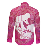 Pink Polynesia Father's Day Long Sleeve Button Shirt Dad You Are My Hero