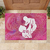 Pink Polynesia Father's Day Rubber Doormat Dad You Are My Hero