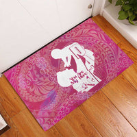 Pink Polynesia Father's Day Rubber Doormat Dad You Are My Hero