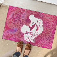 Pink Polynesia Father's Day Rubber Doormat Dad You Are My Hero