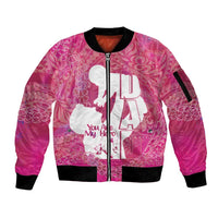 Pink Polynesia Father's Day Sleeve Zip Bomber Jacket Dad You Are My Hero