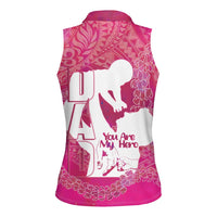 Pink Polynesia Father's Day Women Sleeveless Polo Shirt Dad You Are My Hero