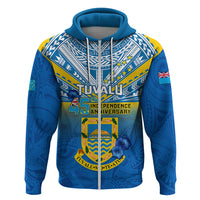 Custom Tuvalu Independence Day Hoodie Tuvaluan Proud 45th Anniversary Polynesian Pattern LT14 Zip Hoodie Blue - Polynesian Pride