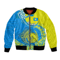 Personalised Palau Independence Day Bomber Jacket Happy 29th Anniversary Polynesian Hammerhead Shark LT14 Unisex Blue - Polynesian Pride