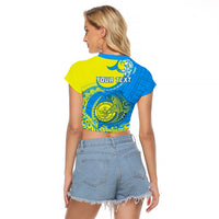 Personalised Palau Independence Day Raglan Cropped T Shirt Happy 29th Anniversary Polynesian Hammerhead Shark LT14 - Polynesian Pride