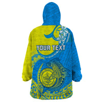 Personalised Palau Independence Day Wearable Blanket Hoodie Happy 29th Anniversary Polynesian Hammerhead Shark LT14 - Polynesian Pride