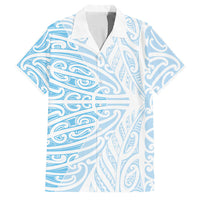 Blue New Zealand Puhoro Maori Tattoo Family Matching Off Shoulder Maxi Dress and Hawaiian Shirt