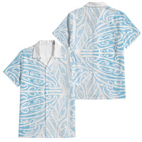 Blue New Zealand Puhoro Maori Tattoo Family Matching Off Shoulder Maxi Dress and Hawaiian Shirt LT14 Dad's Shirt - Short Sleeve Blue - Polynesian Pride