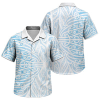 Blue New Zealand Puhoro Maori Tattoo Family Matching Short Sleeve Bodycon Dress and Hawaiian Shirt LT14 Son's Shirt Blue - Polynesian Pride