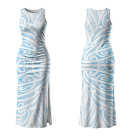 Blue New Zealand Puhoro Maori Tattoo Family Matching Tank Maxi Dress and Hawaiian Shirt LT14 Mom's Dress Blue - Polynesian Pride
