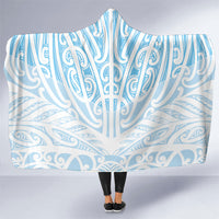 Blue New Zealand Puhoro Maori Tattoo Hooded Blanket