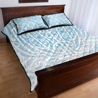Blue New Zealand Puhoro Maori Tattoo Quilt Bed Set