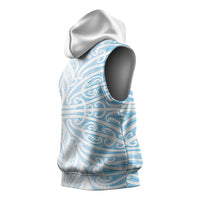Blue New Zealand Puhoro Maori Tattoo Sleeveless Hoodie