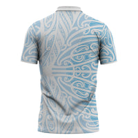 Blue New Zealand Puhoro Maori Tattoo Zipper Polo Shirt LT14 - Polynesian Pride