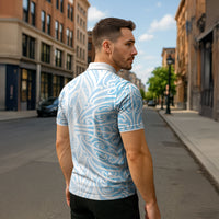 Blue New Zealand Puhoro Maori Tattoo Zipper Polo Shirt LT14 - Polynesian Pride
