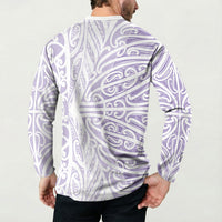 Purple New Zealand Puhoro Maori Tattoo Button Sweatshirt