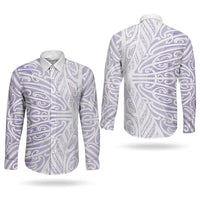 Purple New Zealand Puhoro Maori Tattoo Couples Matching Puletasi and Long Sleeve Button Shirt LT14 - Polynesian Pride