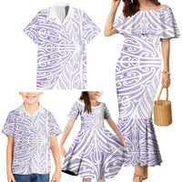 Purple New Zealand Puhoro Maori Tattoo Family Matching Mermaid Dress and Hawaiian Shirt