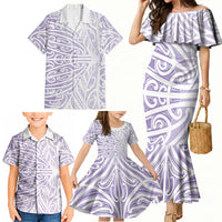 Purple New Zealand Puhoro Maori Tattoo Family Matching Mermaid Dress and Hawaiian Shirt LT14 - Polynesian Pride