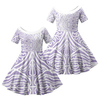 Purple New Zealand Puhoro Maori Tattoo Family Matching Mermaid Dress and Hawaiian Shirt LT14 Daughter's Dress Purple - Polynesian Pride
