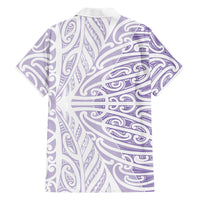Purple New Zealand Puhoro Maori Tattoo Family Matching Off The Shoulder Long Sleeve Dress and Hawaiian Shirt