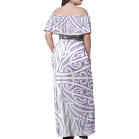 Purple New Zealand Puhoro Maori Tattoo Family Matching Off Shoulder Maxi Dress and Hawaiian Shirt