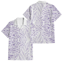 Purple New Zealand Puhoro Maori Tattoo Family Matching Off Shoulder Short Dress and Hawaiian Shirt LT14 Dad's Shirt - Short Sleeve Purple - Polynesian Pride
